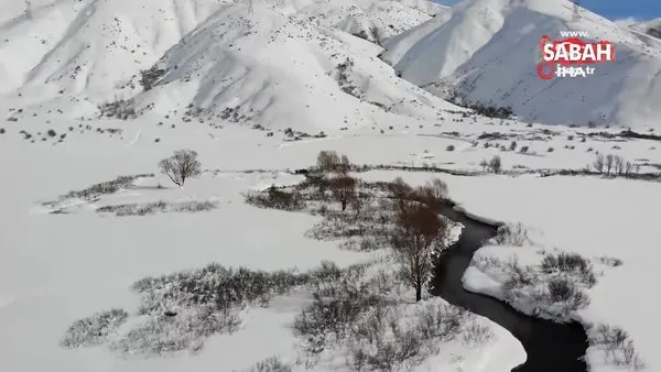 Güzeldere mendereslerinin kar manzarası böyle görüntülendi | Video