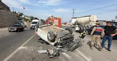 Kontrolden çıkan araç takla attı #hatay
