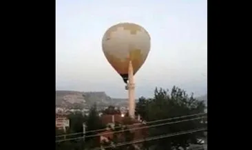 Sıcak hava balonu minareye çarptı! İşte korku dolu anlar: Patladı!
