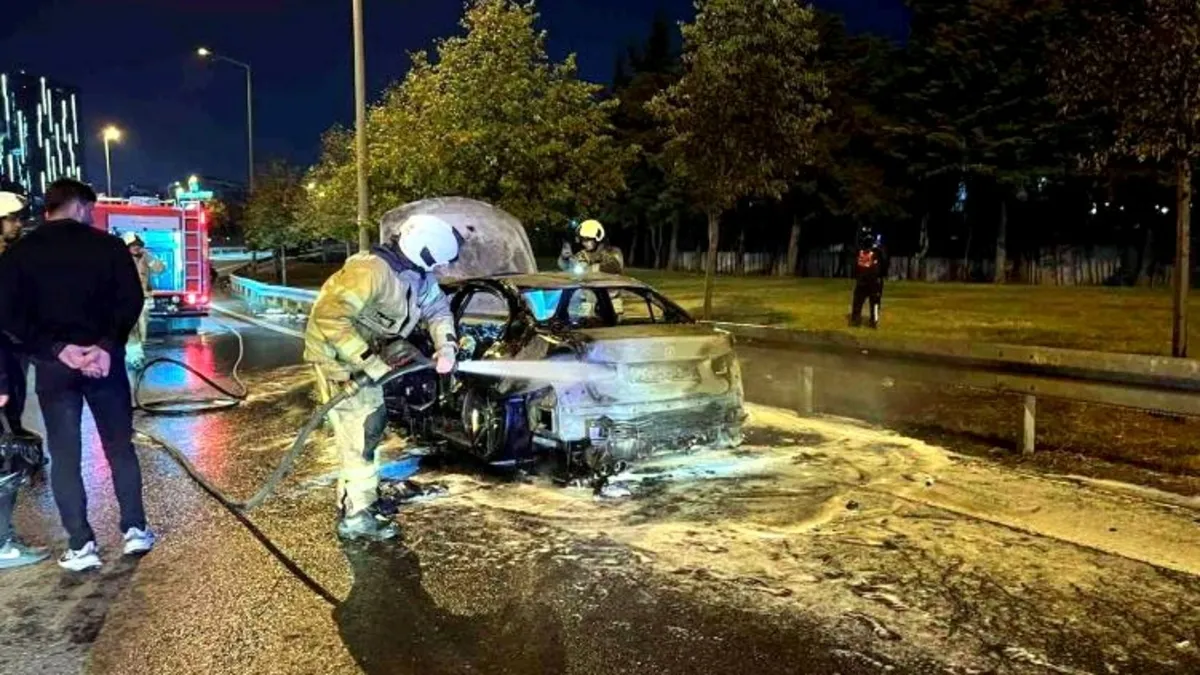 Dolmabahçe Sarayı'nın önünde hafif ticari araç, Bakırköy’de otomobil ve Esenyurt’ta tır alev alev yandı
