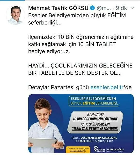 Tuzla Ve Esenler Den Tablet Kampanyasi En Son Haber