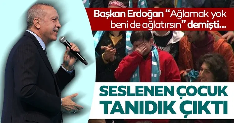 Başkan Erdoğan ağlayan çocuğa böyle seslendi: Deden kurban olsun sana