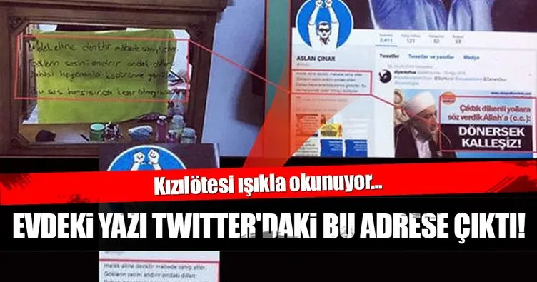 Evdeki yazı Twitter'daki bu adrese çıktı!