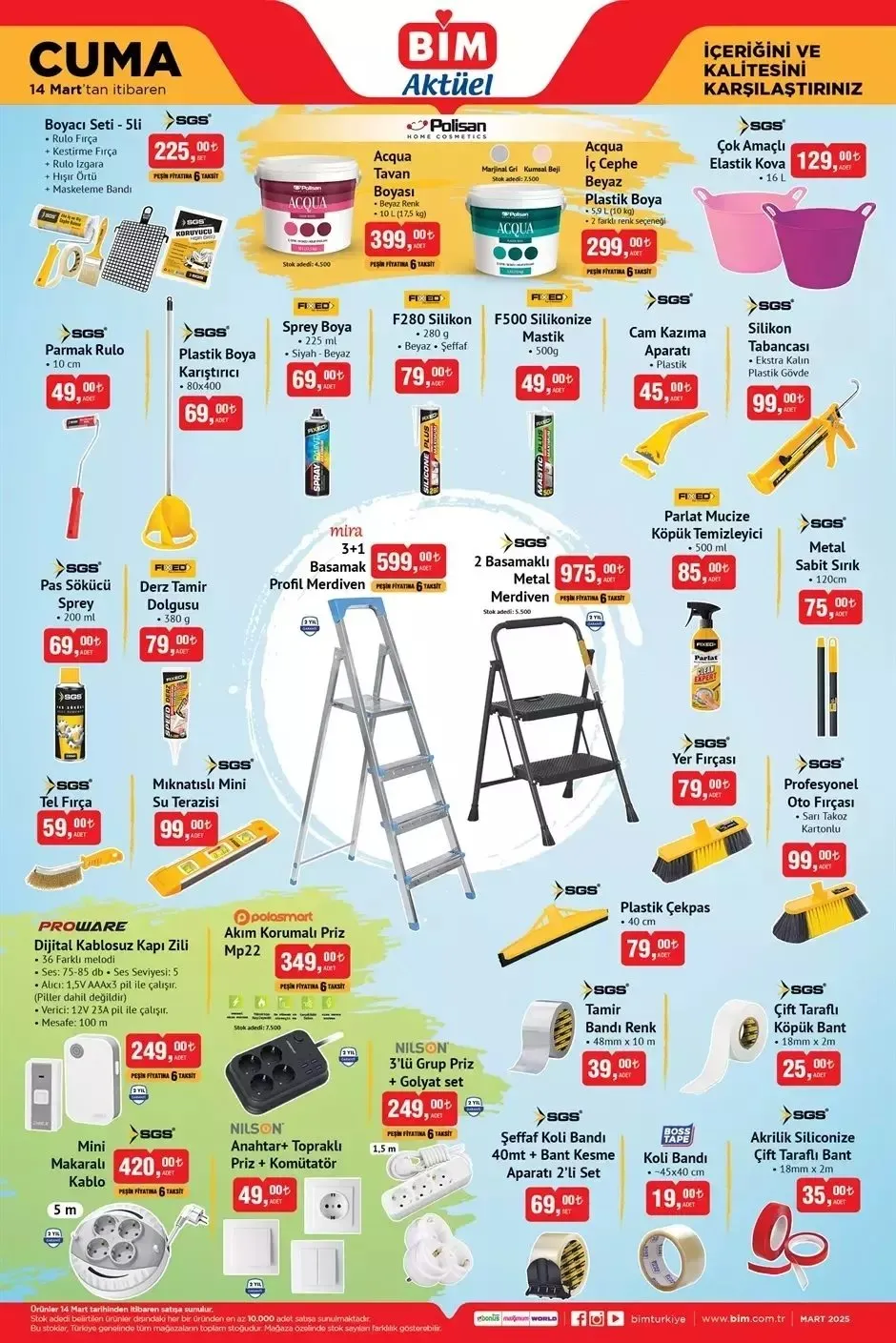 HAFTANIN KAÇIRILMAYACAK FIRSATLARI! BİM aktüel 11-14 Mart broşürü: Elektrikli süpürge, çarşaf, termos, mop, tavuk, süt, yoğurt...