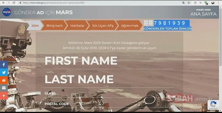 2.5 milyon Türk Mars’a ismini göndermek istiyor! NASA Mars biletine isim nasıl yazdırılır...