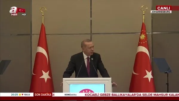 Başkan Erdoğan Güney Afrika'da iş insanlarına hitap etti.