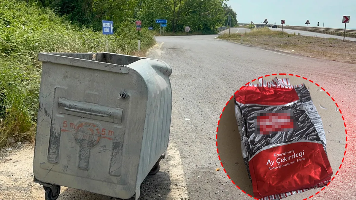Zonguldak Alaplı'da yol kenarında bulunan çekirdek paketi ve polis ekipleri