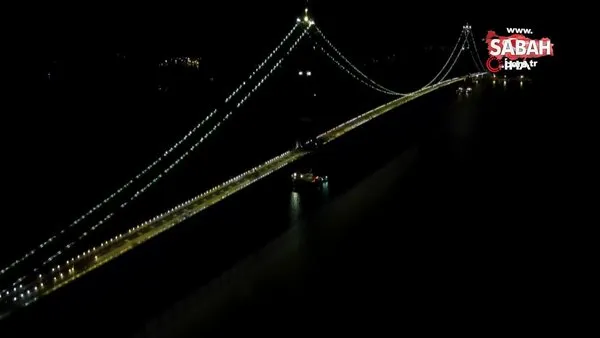 1915 Çanakkale Köprüsü ışıl ışıl görüntüsüyle boğaza renk kattı | Video