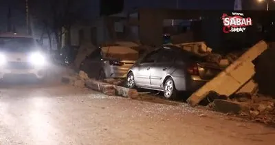 Koceali’de şoke eden görüntü! Park halindeki otomobillerin üzerine beton düştü | Video