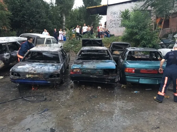 Park halindeki 6 otomobil yandı