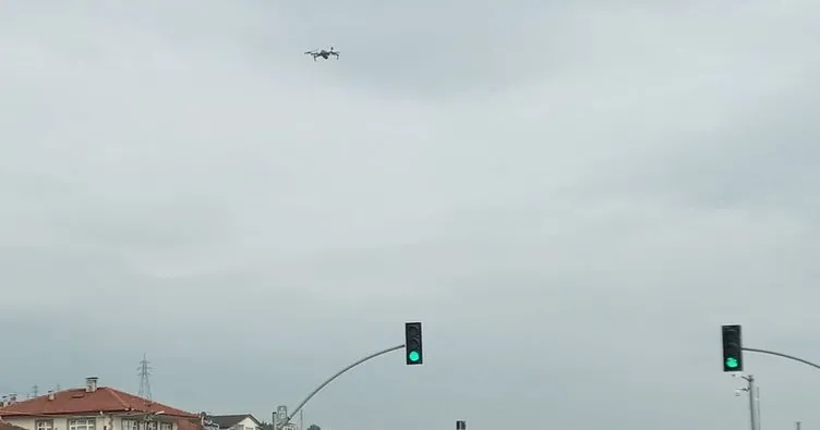 Drone’lu trafik uygulamasına, 77 araç takıldı!
