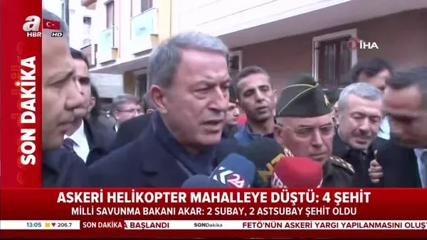 Milli Savunma Bakanı Hulusi Akar, İstanbul Sancaktepe'de helikopterin düştüğü olay yerinde açıklama yaptı