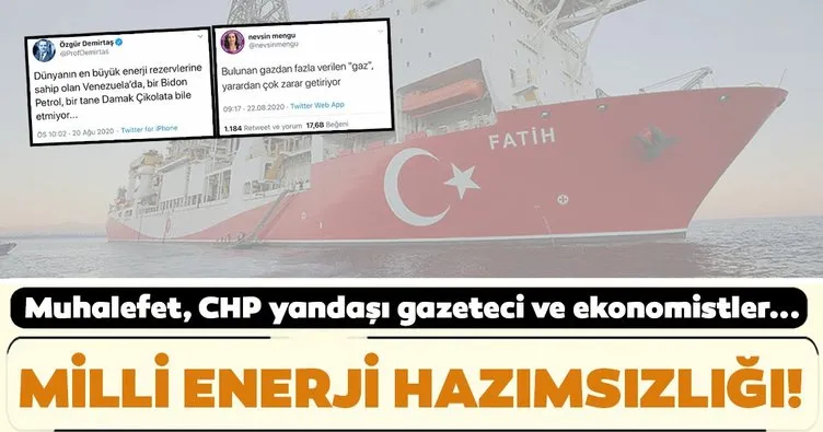 Muhalefet parti sözcüleri, CHP yandaşı gazeteci ve ekonomistler gaz bulunmasından rahatsız oldu