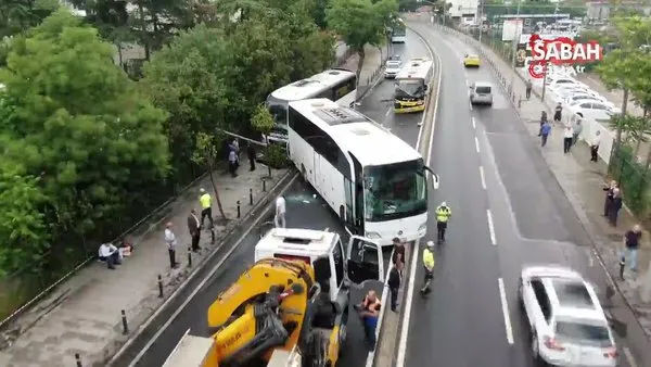 Son Dakika: Üsküdar'da İETT otobüsü ile iki tur otobüsü çarpıştı, ortalık savaş alanına döndü | Video