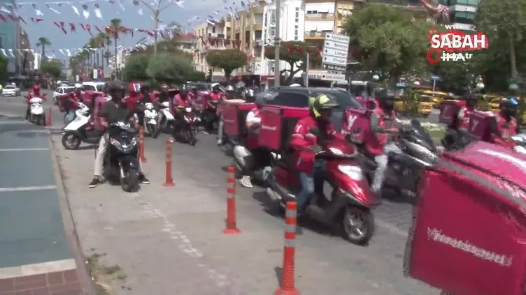 Alanya’da motokuryeler öldürülen meslektaşları Ata Emre Akman için toplandı