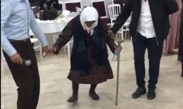 Sivas’ta 105 yaşındaki Sabayi nine, bastonuyla halay çekti