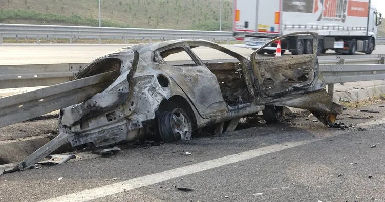 Kuzey Marmara Otoyolu’nda meydana gelen feci trafik kazasında, 2 kişi yanarak hayatını kaybetti