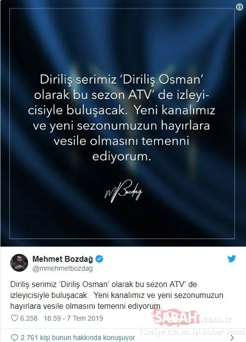Son dakika haberi: Diriliş Osman’ın yayınlanacağı kanal belli oldu! Diriliş Osman yeni sezonda ATV’de yayınlanacak