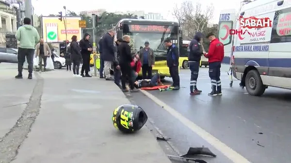 Beşiktaş'ta İETT otobüsü, kırmızı ışıkta geçen motosiklete çarptı | Video