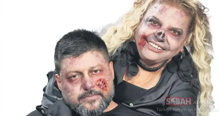 Kibariye Zombi’ye dönüştürüldü! Eşi Ali Küçükbalçık ile objektiflere eğlenceli pozlar verdi