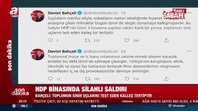 MHP Lideri Bahçeli'den HDP il binasına yapılan saldırı ile ilgili açıklama! Yapılan saldırı kanlı bir prova kalleş bir tertiptir | Video