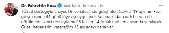 Sağlık Bakanı Fahrettin Koca'dan son dakika yerli aşı müjdesi: 'Güzel haberlerini vereceğim' diyerek duyurdu!