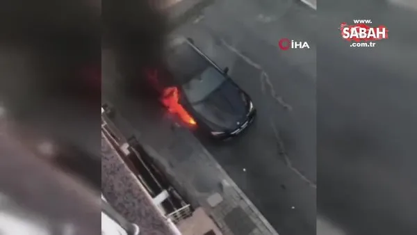 Üsküdar'da korku dolu anlar: Otomobil alev alev böyle yandı | Video