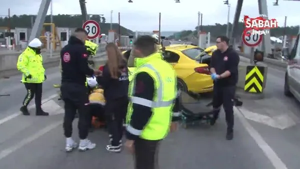 Kuzey Marmara Otoyolu'nda ticari taksi gişeye çarptı: 2 ağır yaralı | Video
