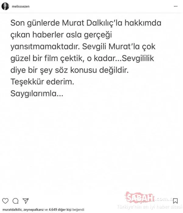 Melis Sezen ile Murat Dalkılıç aşk mı yaşıyor?