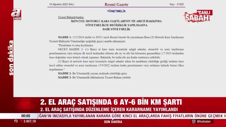 İkinci el otomobil satışında 6 ay ve 6 bin kilometre şartı yürürlükte | Video