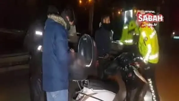 Kısıtlamada motosikletli kuryenin sepetinde içki ve pos cihazı bulundu | Video