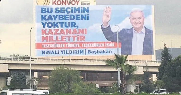 Başbakan’dan İzmir’e ‘teşekkür’ pankartı