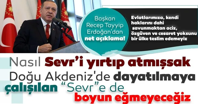 Başkan Erdoğan’dan anlamlı paylaşım: Sevr’i yırtıp atmışsak, Doğu Akdeniz’de dayatılmaya çalışılan “Sevr”e boyun eğemeyiz
