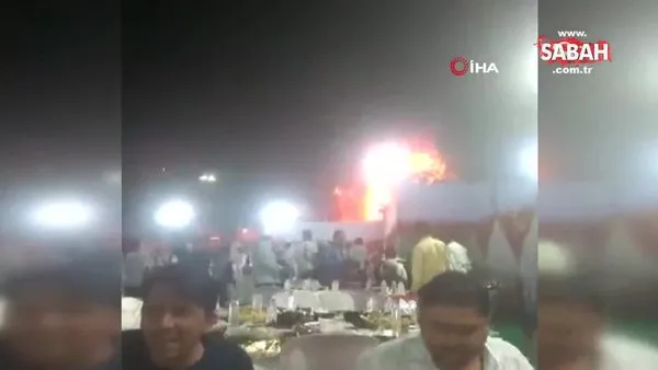 Düğünde çıkan yangına rağmen yemek yemeye devam ettiler | Video