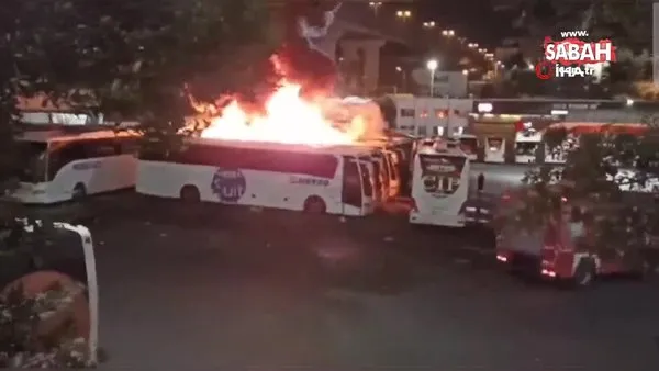 15 Temmuz Demokrasi Otogarı’nda park halindeki otobüs alev alev yandı | Video