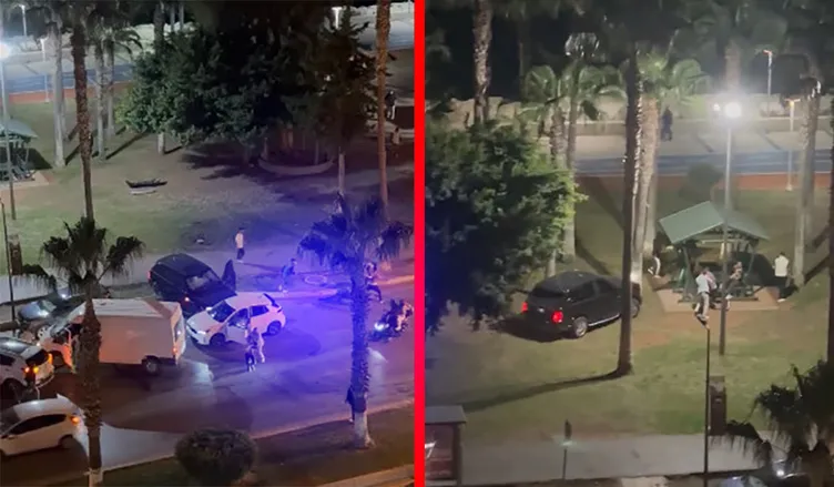 Aracını insanların üzerine sürdü: Silah sesinin de yükseldiği anlar kameralara yansıdı!