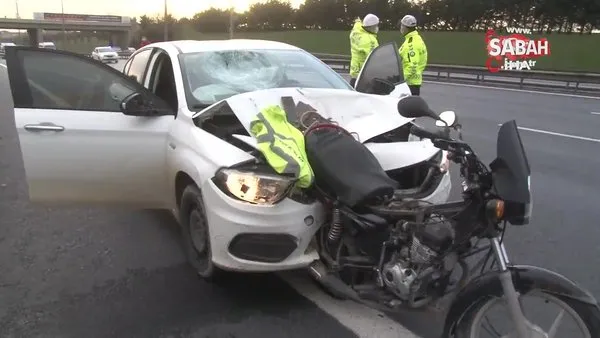 Başakşehir'de feci kaza: Motosikletli sürücü metrelerce sürüklendi | Video