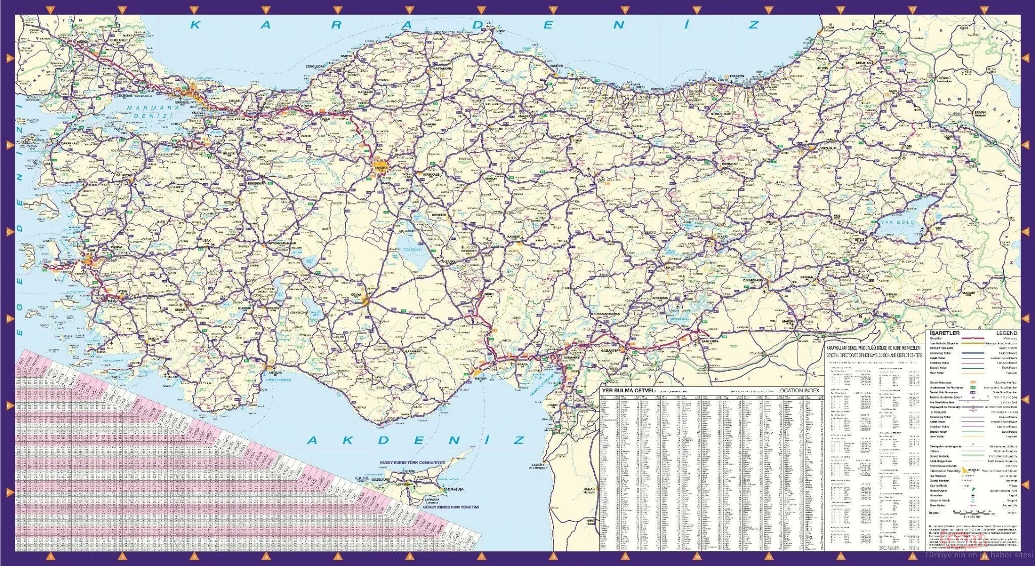 Karayolları Haritası - Türkiye Karayolları Haritası İle Mesafe, Yol ve