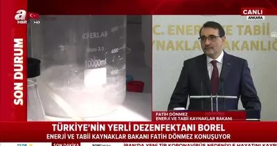Son dakika: Enerji ve Tabii Kaynaklar Bakanı Dönmez, yerli dezenfektan BOREL’i canlı yayında tanıttı | Video