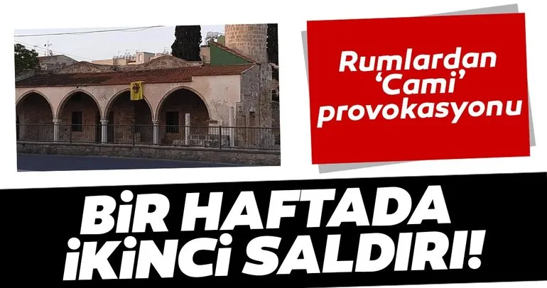 SON DAKİKA | Rumlardan ikinci cami provokasyonu! Tuzla Camisi’nin duvarına Bizans bayrağı astılar