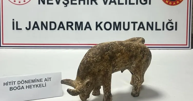 3 bin yıllık boğa heykeli ele geçirildi