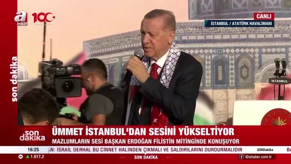 Büyük Filistin Mitingi'nde Başkan Erdoğan konuştu: Alandaki milyonlar, 