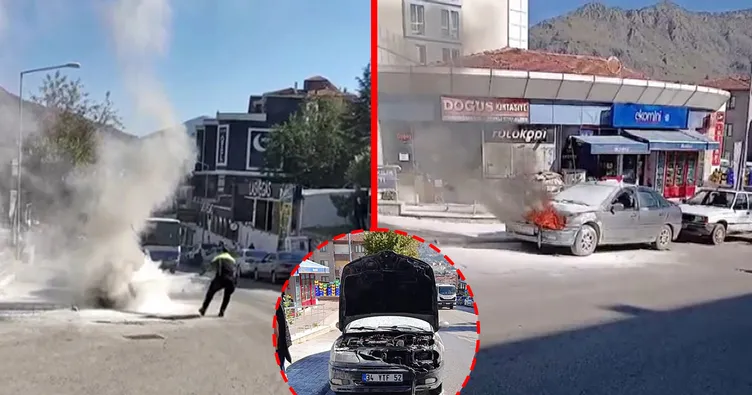 Aracını park edip KPSS’ye girdi! Kaputtan alevler yükseldi: Polisin müdahalesi faciayı önledi