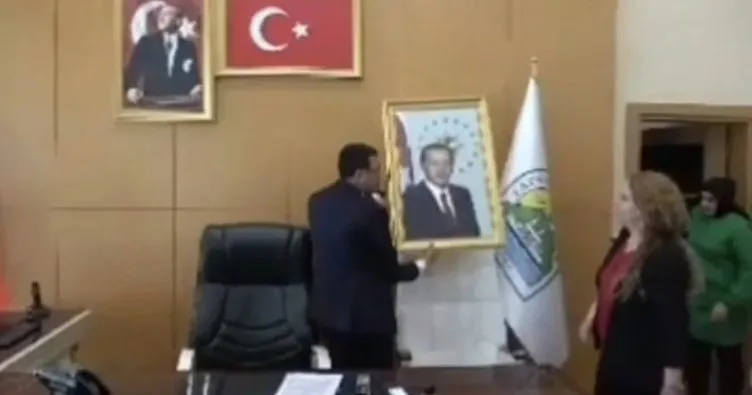 DEM’li belediye başkanının Erdoğan’ın fotoğrafını indirdiği görüntüler ortaya çıktı