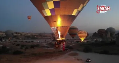 Kapadokya’da sıcak hava balonları 30 Ağustos Zafer Bayramı için uçtu | Video