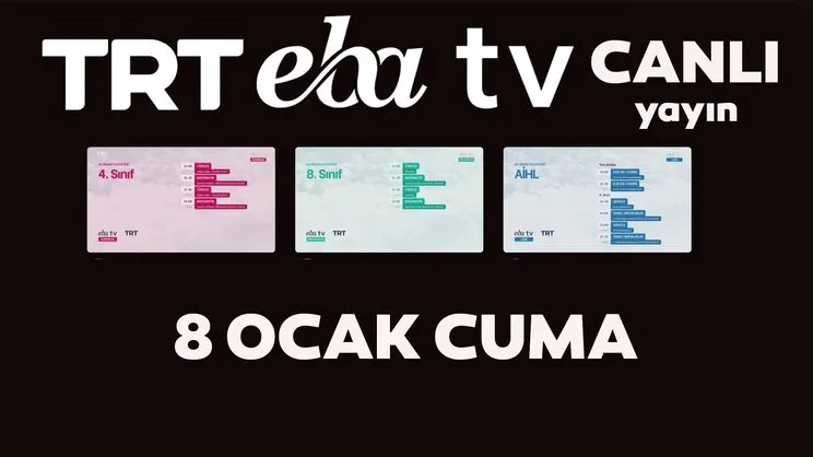 TRT EBA TV canlı yayın izle! EBA TV 8 Ocak 2021 Cuma ilkokul, ortaokul, lise ders programı yayın saatleri (bütün sınıflar)