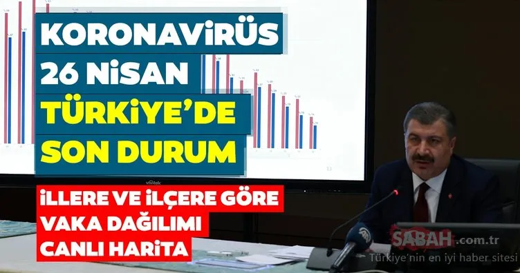 SON DAKİKA: 26 Nisan Türkiye’de corona virüsü vaka, ölüm ve iyileşen hasta sayısı kaç oldu? Türkiye corona virüsü koronavirüs son durum ve vaka dağılımı canlı harita