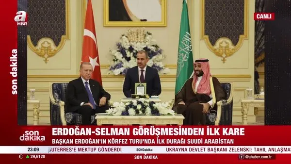 Başkan Erdoğan ve Prens Selman arasında önemli görüşme! Suudi Arabistan'da resmi törenle karşılandı: İşte o kareler... | Video