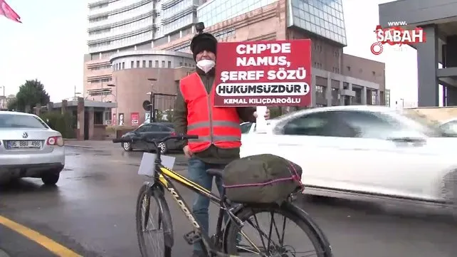 İSPARK’tan çıkartılan işçiden CHP Genel Merkezi önünde bisikletli eylem | Video