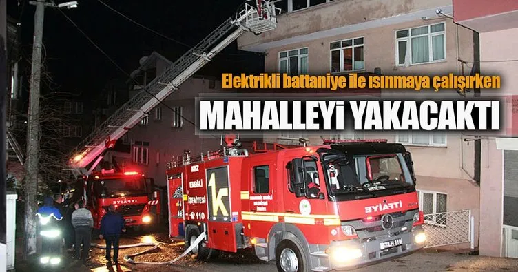 Zonguldak’ta elektrikli battaniye çatı katını yaktı